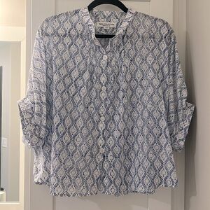 Emerson Fry Mandarin Collar Top - Solstice Indigo Organic button down one size
